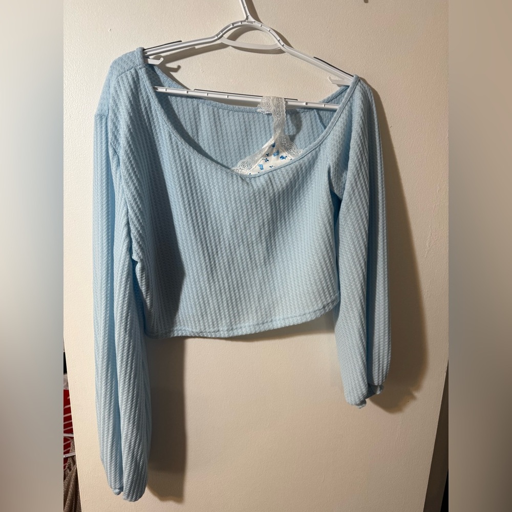 Sky Blue Long Sleeve Women's Top